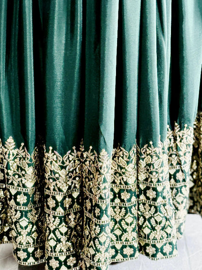 ES Pure Chinon Silk with Heavy Embroidery, Sequin Work, and Sleeves Fully Stitched