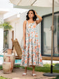Divena Pink Floral Printed Shoulder Strip Calf Long Ethnic Dress for Women - DK2047_48 White